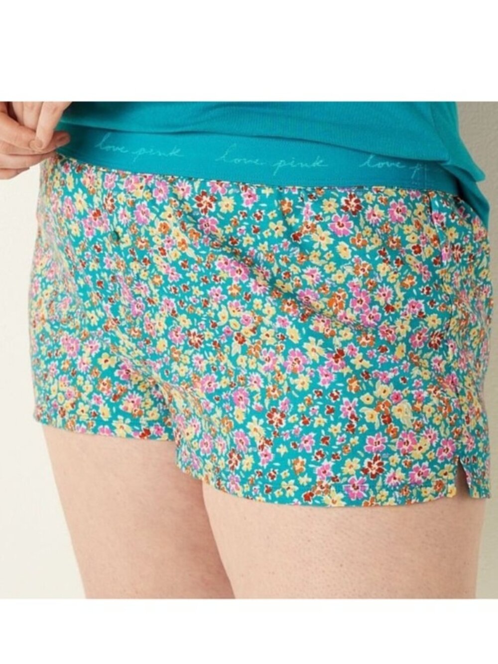 Victorias Secret PINK | Timeless Teal Floral Boxy Sleep Short | Size Extra Large